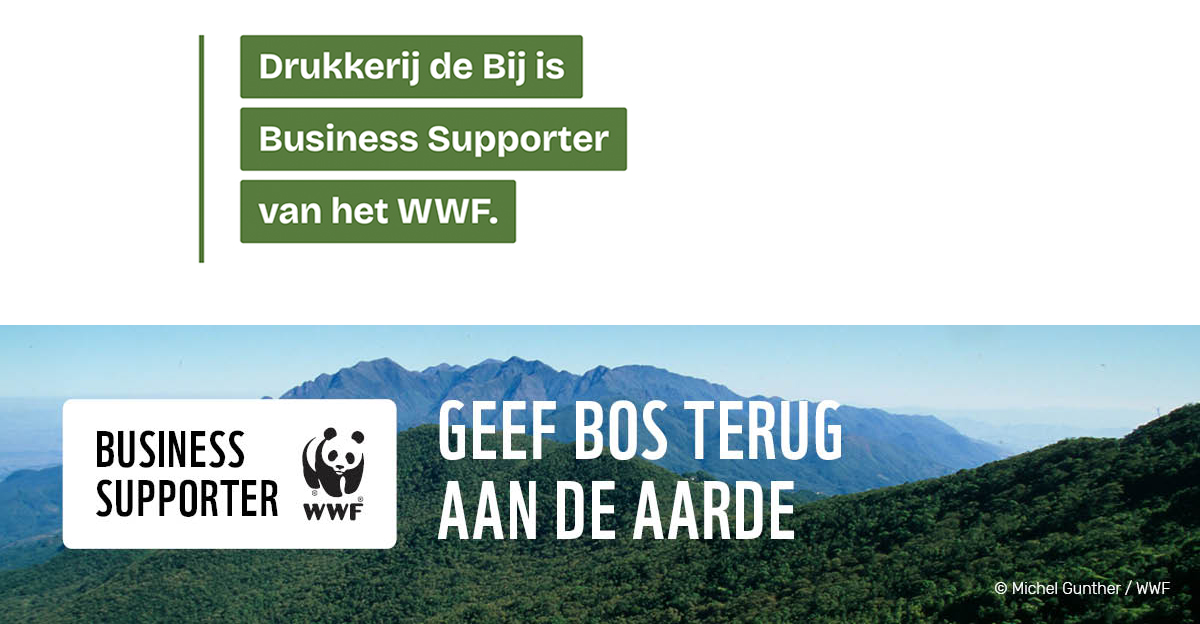 Drukkerij steunt WWF, herstel bos voor de aarde.